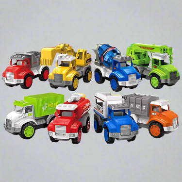 MIXED CONSTRUCTION INERTIA POWERED MINI TRUCK - 8PCS